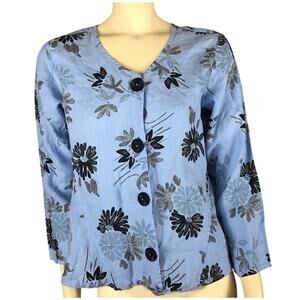 Habitat, clothes to live in blue floral linen button down blouse size xs